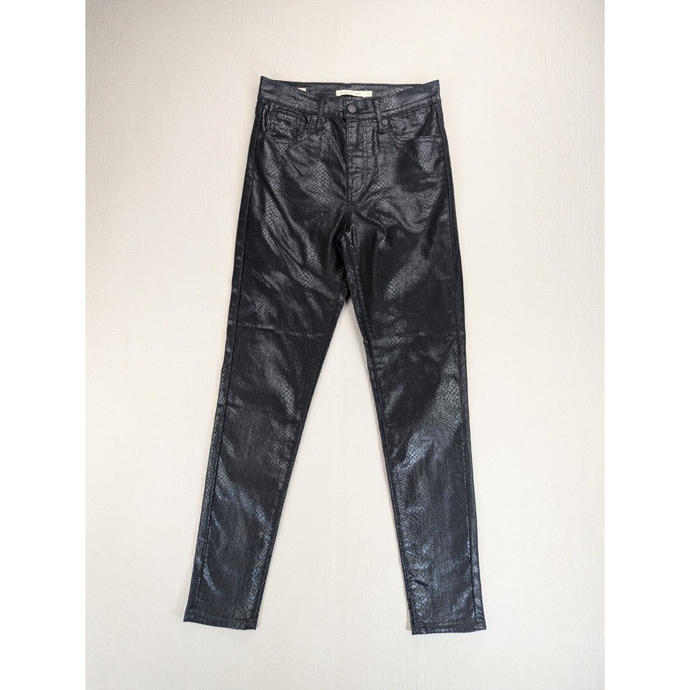 Levi's Jeans Womens Size 25 Black Premium Mile High Super Skinny Faux Snake Skin